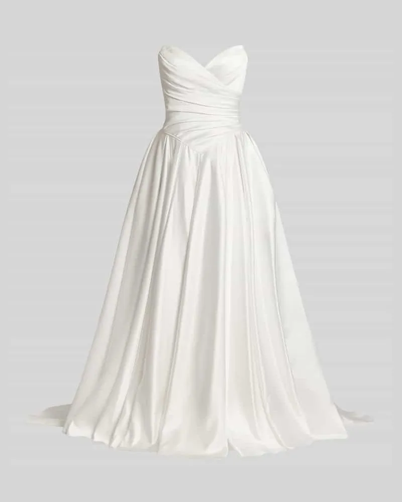 LUXUAR Brautkleid aus Satin im Off-Shoulder-Look Offwhite