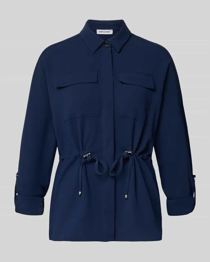 More & More Regular Fit Hemdbluse mit Brusttaschen Modell 'Februar Marine
