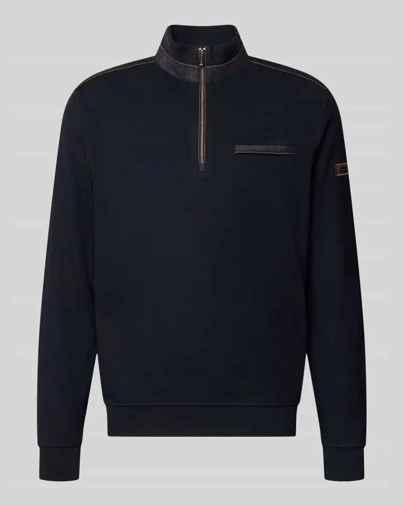 Bugatti Sweatshirt mit Stehkragen und Reißverschluss Marine