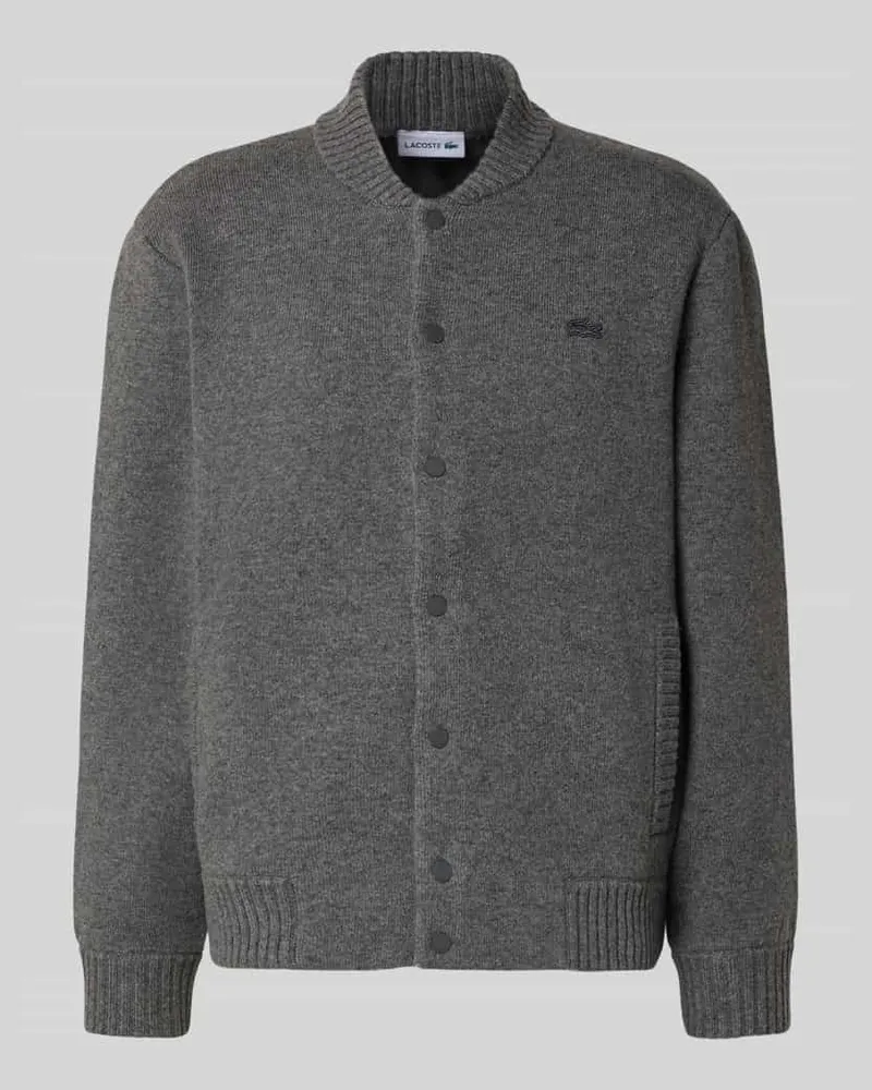 Lacoste Regular Fit Strickjacke aus Woll-Mix Mittelgrau