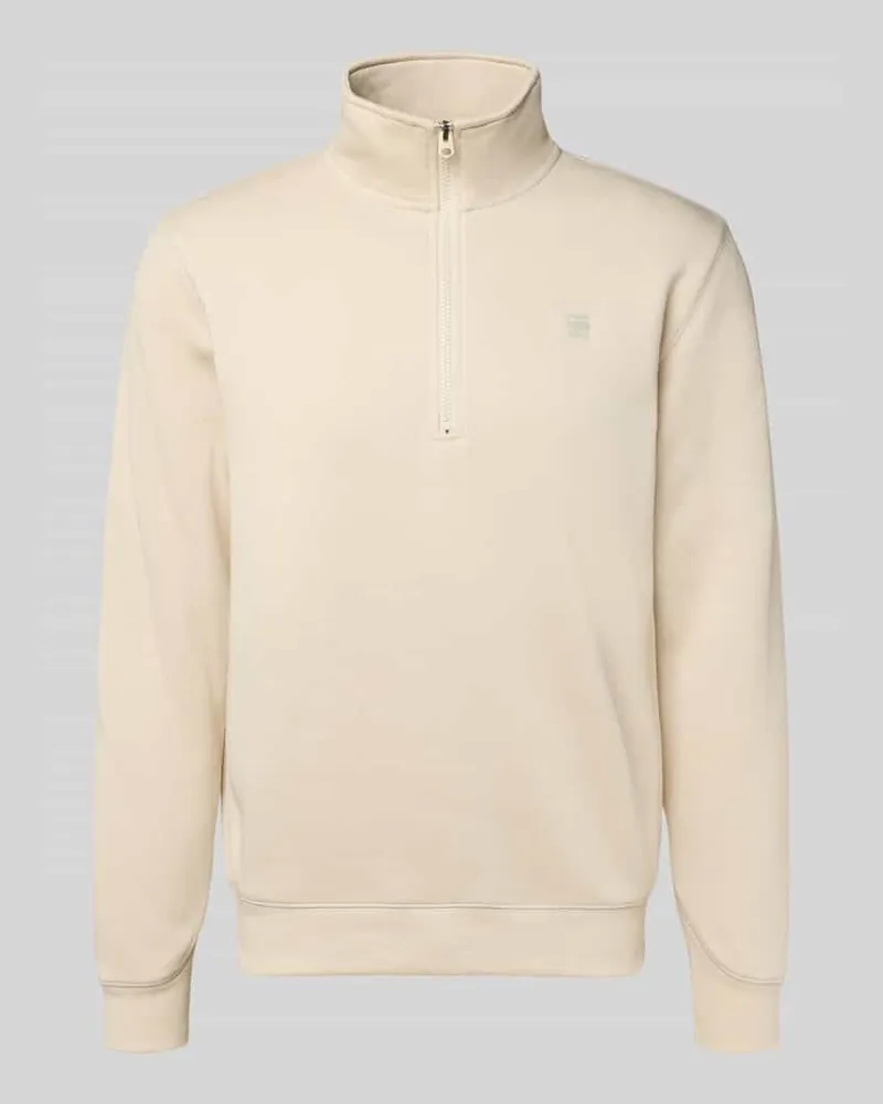 G-STAR RAW Sweatshirt mit Troyer-Kragen und Logo-Stitching Offwhite
