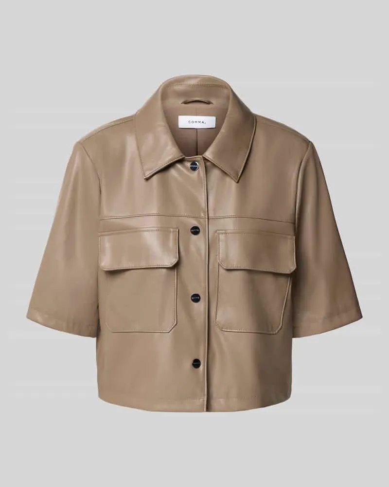 COMMA Blazer in Leder-Optik Taupe