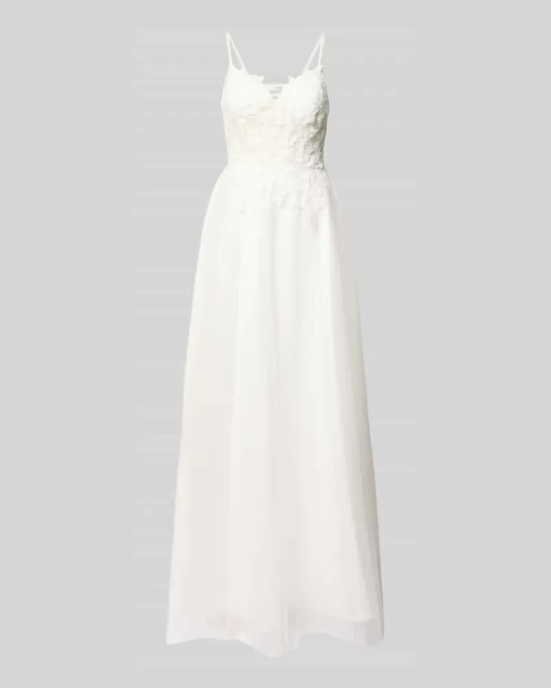 LUXUAR Maxikleid mit Stitchings und rückseitiger Schnürung Offwhite