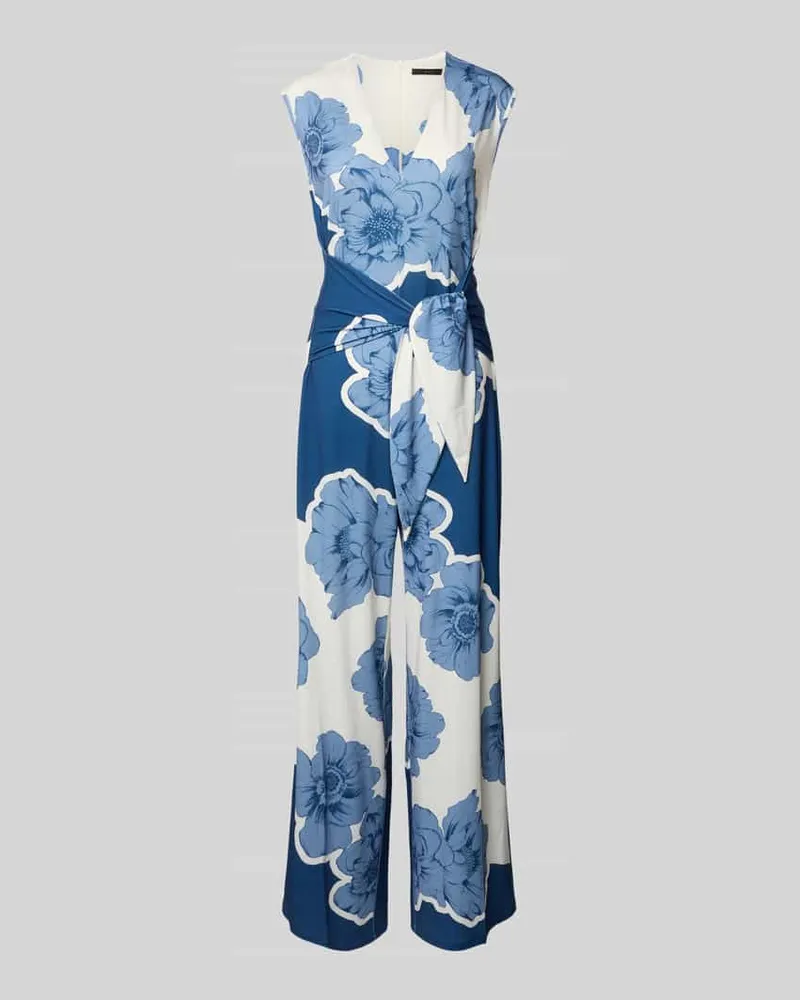 Oui  Jumpsuit mit Knoten-Detail Hellblau