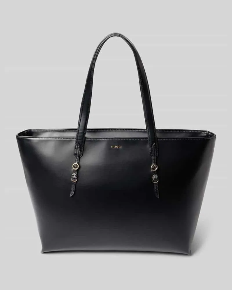 HUGO BOSS Shopper in Lederoptik Modell 'SYNDRA_SHOPPER Black