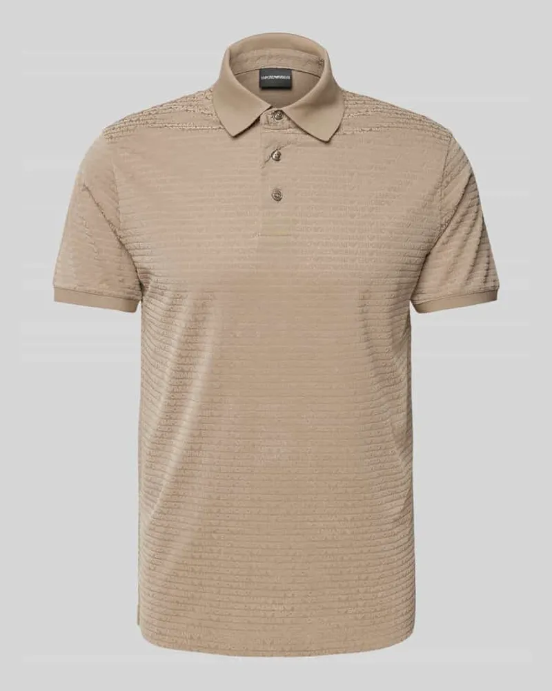 Emporio Armani Slim Fit Poloshirt mit Label-Print Taupe