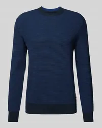 HUGO BOSS Strickpullover mit Rundhalsausschnitt Modell 'Amercury Dunkelblau