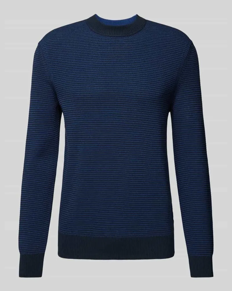 HUGO BOSS Strickpullover mit Rundhalsausschnitt Modell 'Amercury Dunkelblau