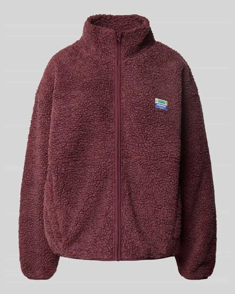 American Vintage Fleecejacke mit Stehkragen und Label-Detail Modell 'HOKTOWN Bordeaux