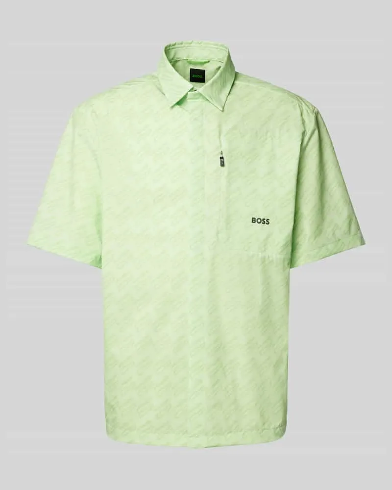 HUGO BOSS Regular Fit Freizeithemd mit Allover-Print Modell 'Bechno Hellgruen