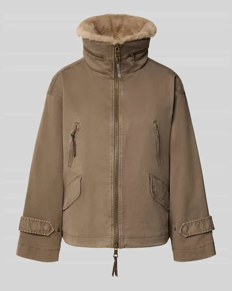 Blonde No. 8 Jacke mit Kunstfell und Ärmelriegeln Taupe