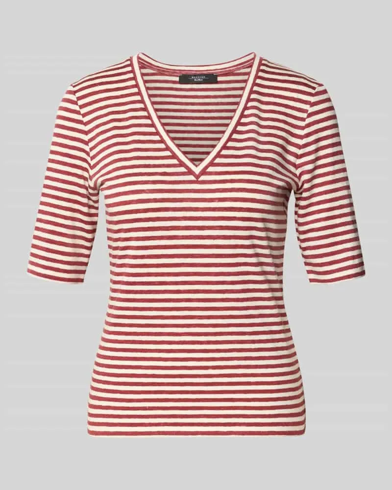 Max Mara Regular Fit T-Shirt aus Leinen-Mix Modell 'OPZIONE Dunkelrot