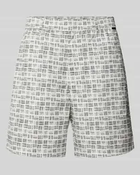 Calvin Klein Regular Fit Shorts mit Allover-Print Weiss