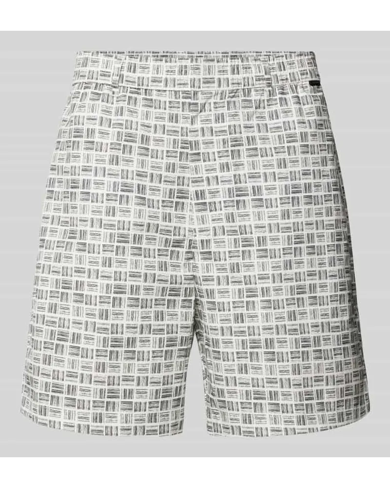 Calvin Klein Regular Fit Shorts mit Allover-Print Weiss