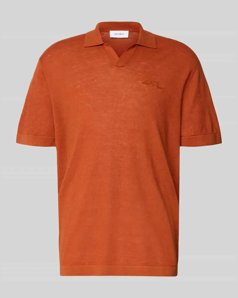 LES DEUX Regular Fit Poloshirt aus Leinen-Baumwoll-Mix Modell 'Emmanuel Orange