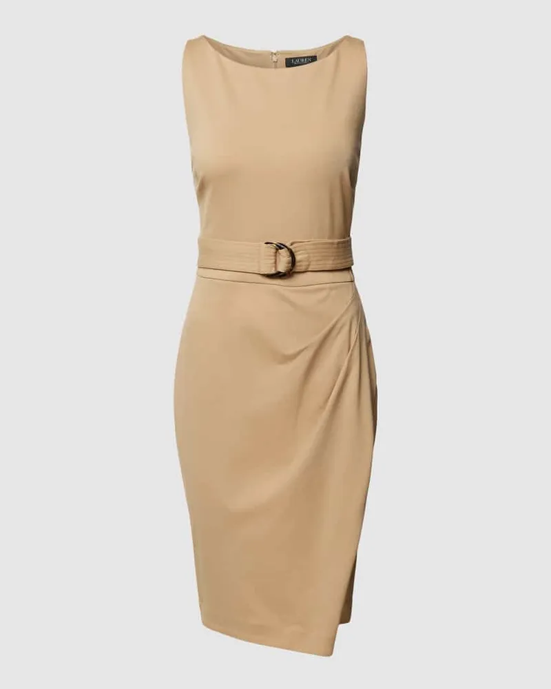 Ralph Lauren Knielanges Kleid mit Taillengürtel Modell 'FAYDEEN Camel