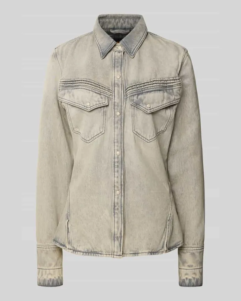 HUGO BOSS Slim Fit Jeanshemd aus Baumwoll-Lyocell-Mix Hellgrau