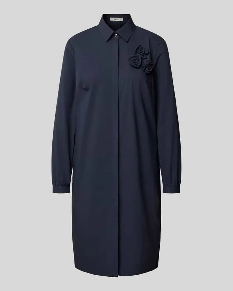 0039 Italy Knielanges Kleid mit Zierbesatz Modell 'DANNIKA Dunkelblau
