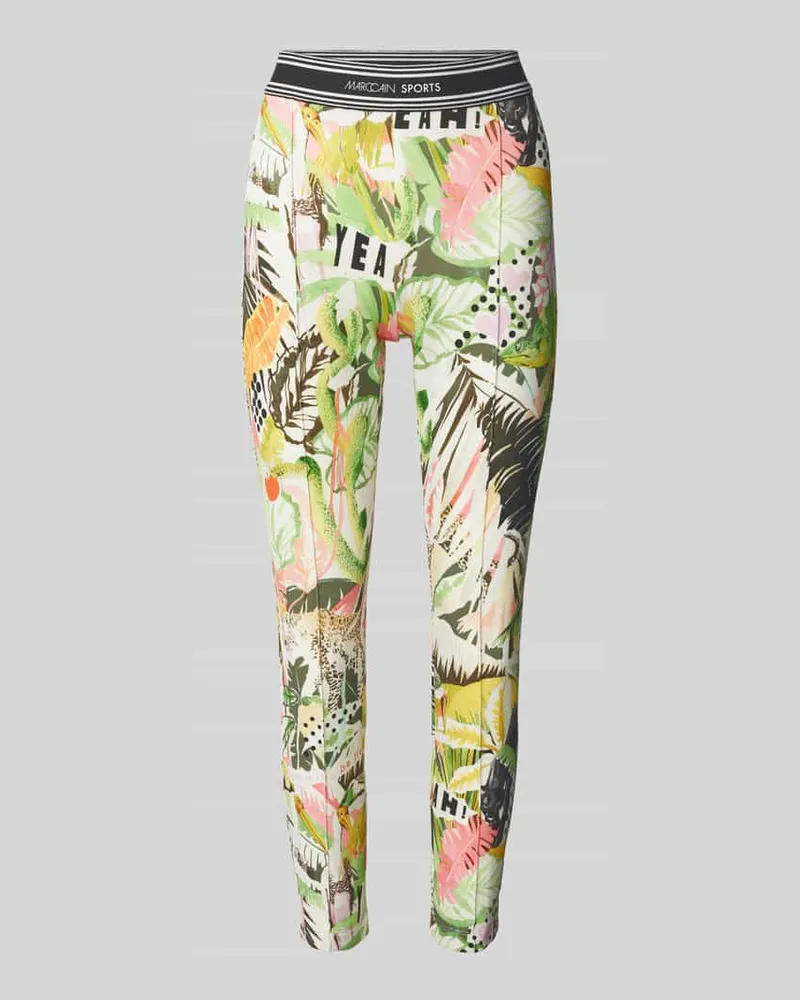 Marc Cain Skinny Fit Stoffhose mit fixierten Bügelfalten Oliv
