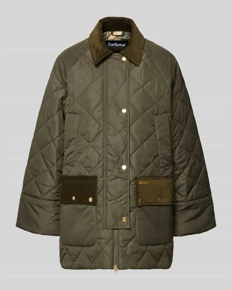Barbour Regular Fit Steppjacke mit Cord-Details Modell 'ALDBURGH Oliv