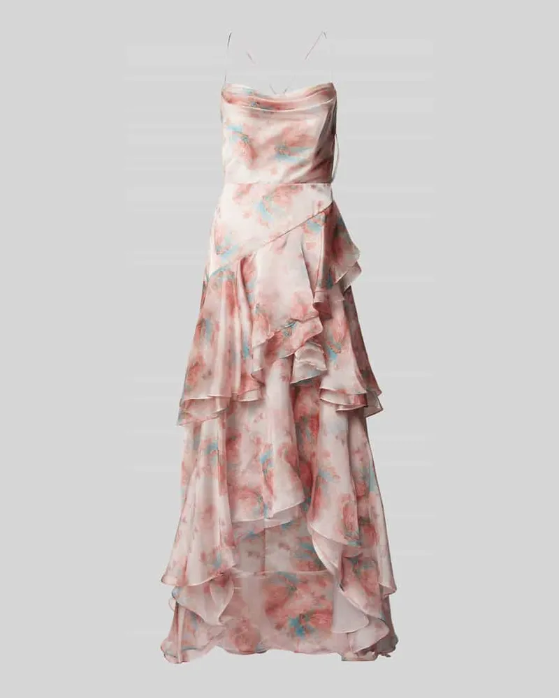 LUXUAR Abendkleid mit Spaghettiträger Apricot