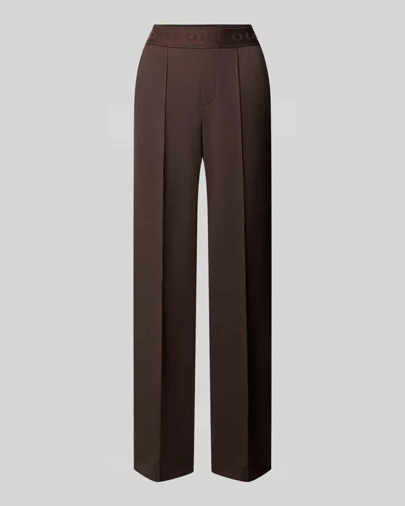 Oui  Regular Fit Business-Hose mit Bügelfalten Dunkelbraun