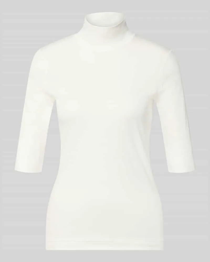 Marc Cain Slim Fit T-Shirt mit Rollkragen Offwhite