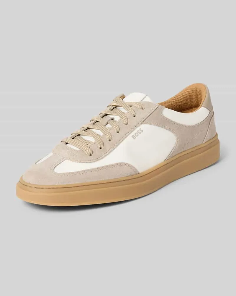 HUGO BOSS Low Top Sneaker aus echtem Rindsleder Modell 'KIERAN_TENN Beige