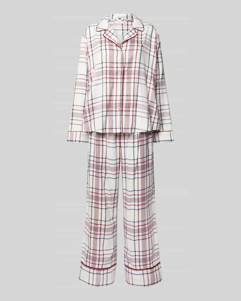 Tommy Hilfiger Relaxed Fit Pyjama und Hausschuhe im Set mit Viskose-Anteil Offwhite
