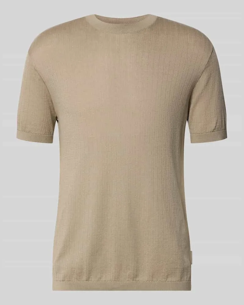 Armani Exchange Strickshirt mit Rundhalsausschnitt Sand