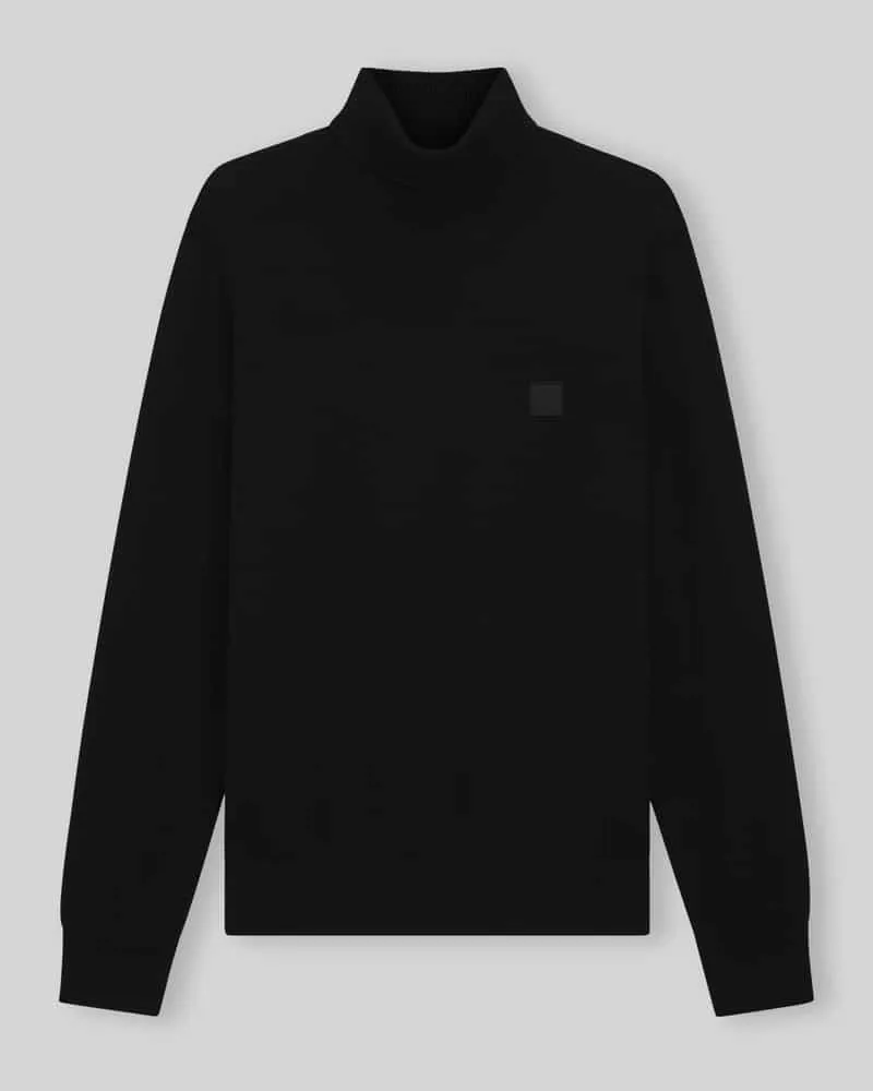 HUGO BOSS Rollkragenpullover mit Logo-Patch aus Kaschmir Black