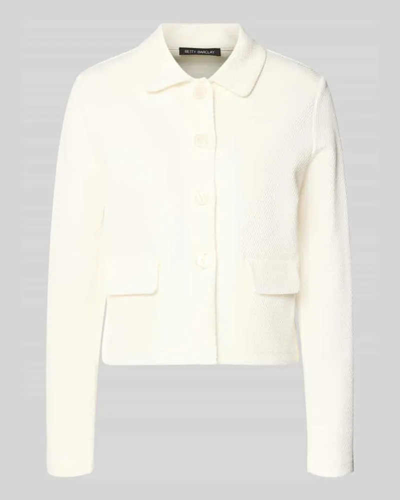 Betty Barclay Regular Fit Blazer mit Strukturmuster und Pattentaschen Offwhite