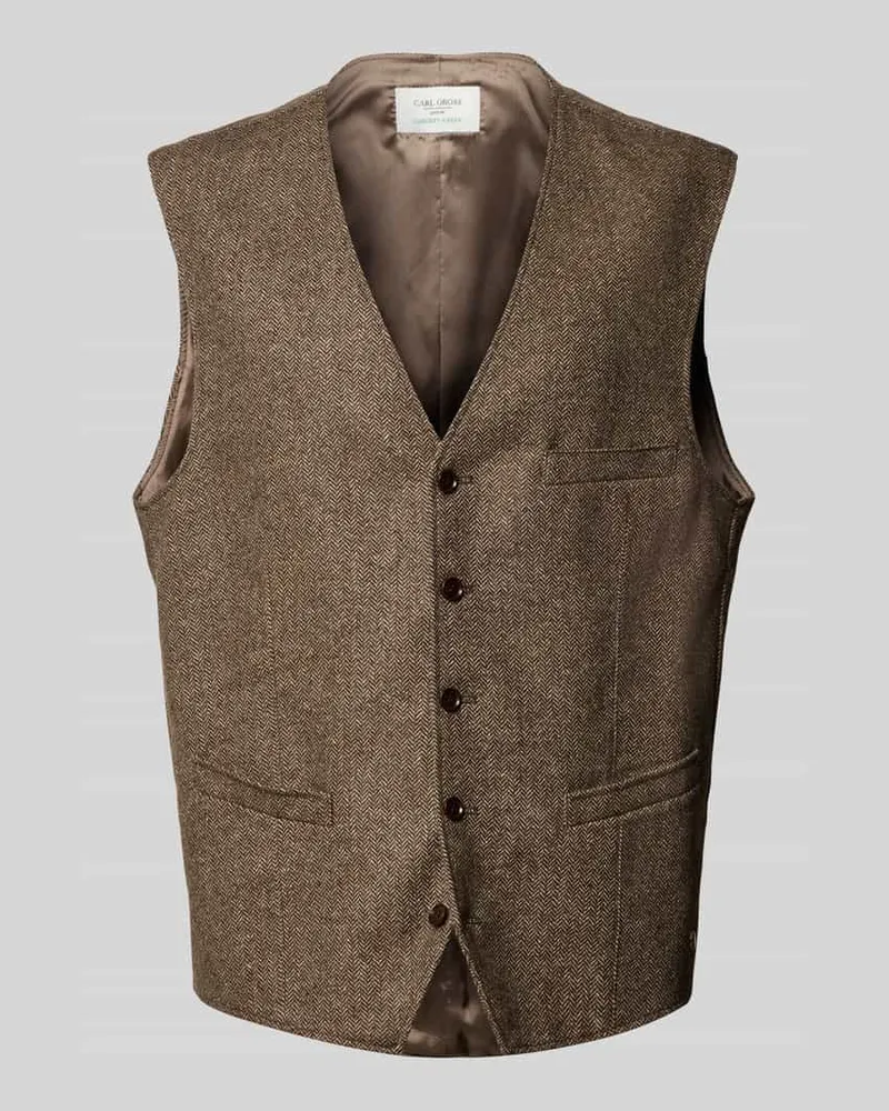 Carl Gross Weste aus Woll-Mix mit V-Ausschnitt Beige