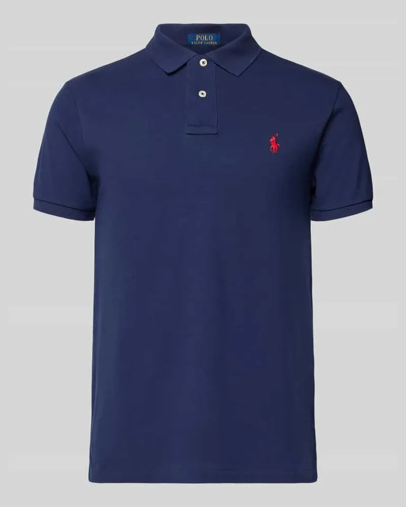 Ralph Lauren Slim Fit Poloshirt mit Logo-Stitching Dunkelblau
