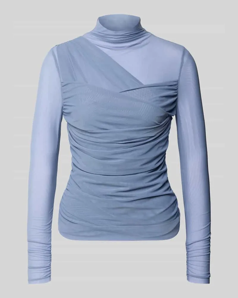 HUGO BOSS Slim Fit Langarmshirt aus semitransparentem Mesh Modell 'C_ETULAH Rauchblau