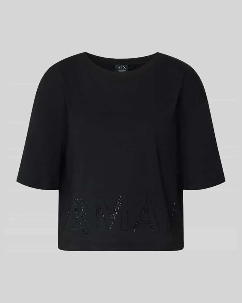Armani Exchange Boxy Fit T-Shirt mit Ziersteinbesatz Black