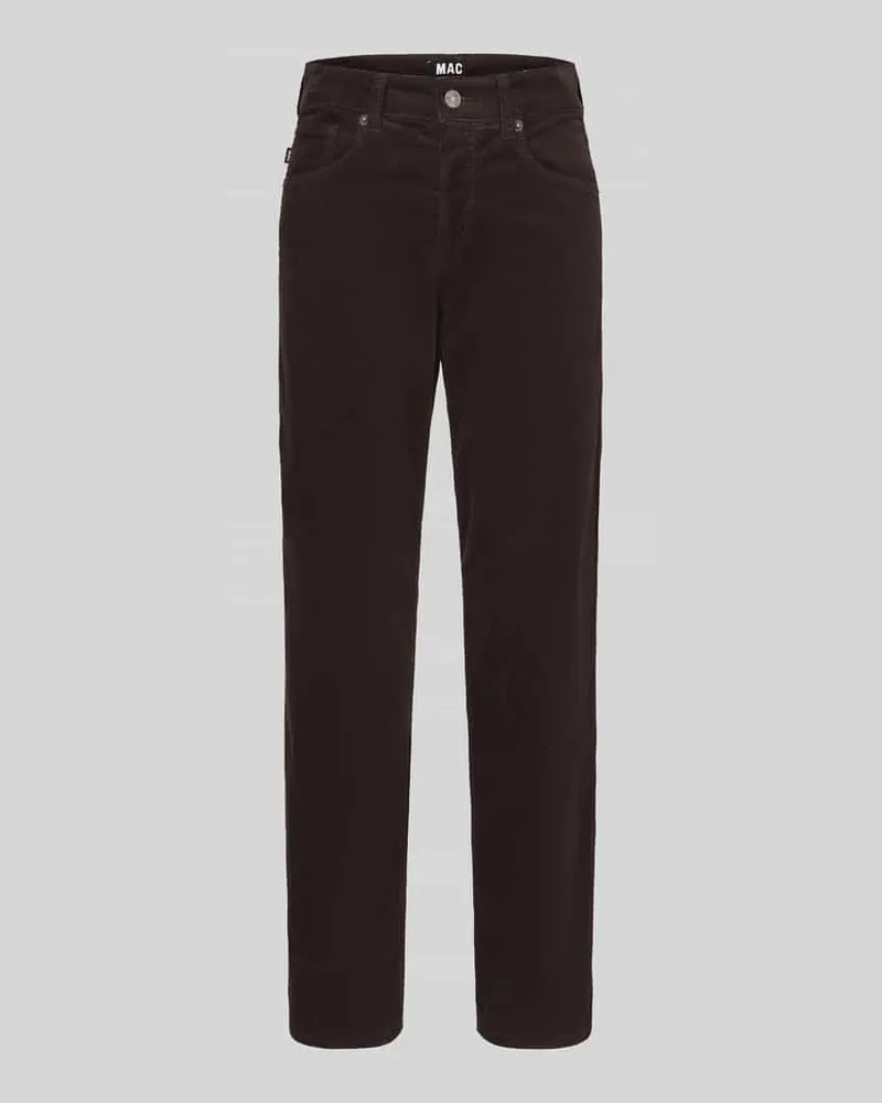 MAC Jeans Regular Fit Cordhose mit Bundfalte Modell 'Gina Straight Graphit