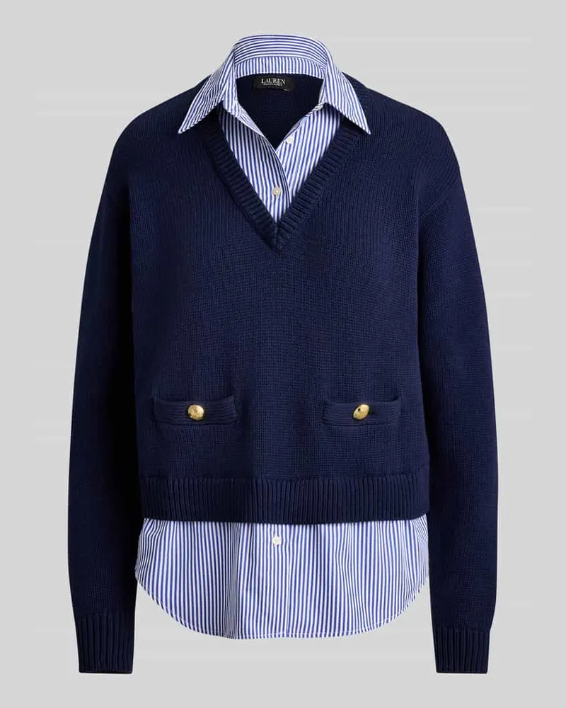 Ralph Lauren Regular Fit Strickpullover aus reiner Baumwolle Marine