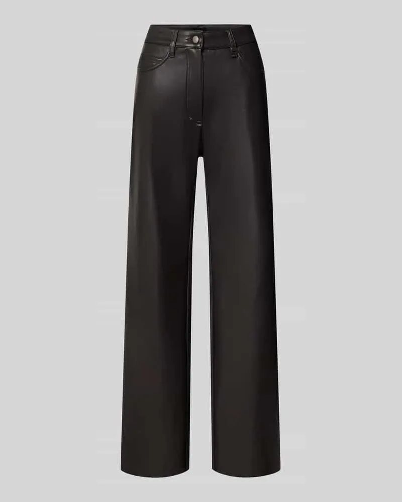 MAC Jeans Kunstlederhose mit seitlichen Eingrifftaschen Dunkelbraun