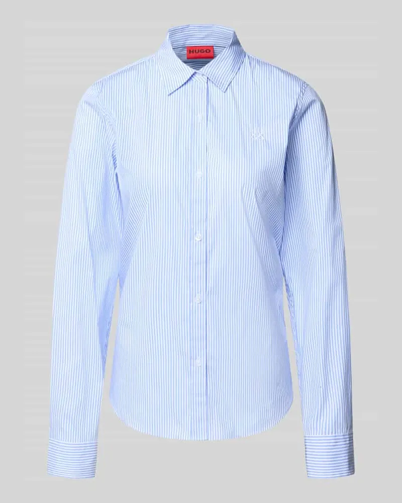 HUGO BOSS Taillierte Hemdbluse aus Baumwoll-Mix Modell 'THE ESSENTIAL SHIRT Hellblau