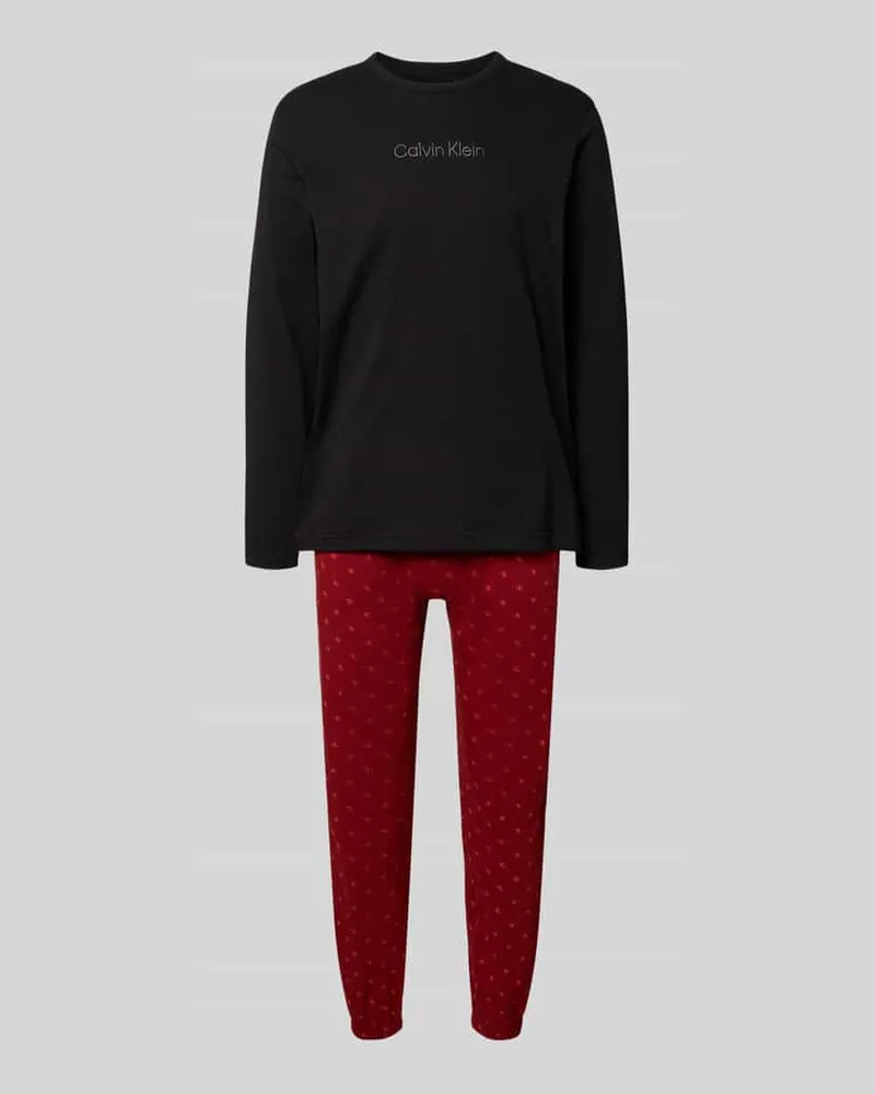 Calvin Klein Pyjama mit Logo-Muster und Label-Stitching Bordeaux