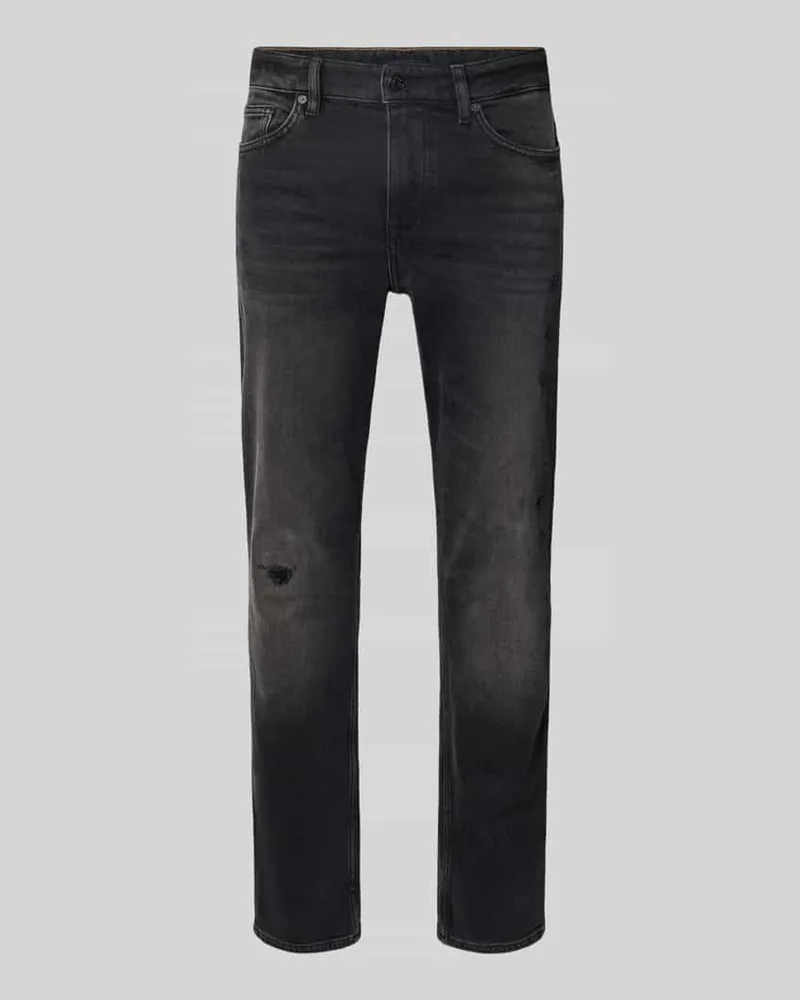 HUGO BOSS Slim Fit Jeans aus Baumwoll-Mix Modell 'DELAWARE Anthrazit