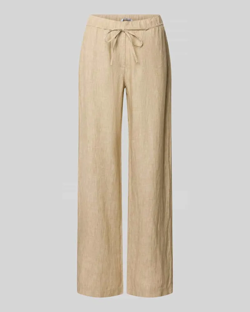 MAC Jeans Leinenhose mit Bindegürtel Modell 'Chiara Belt Beige