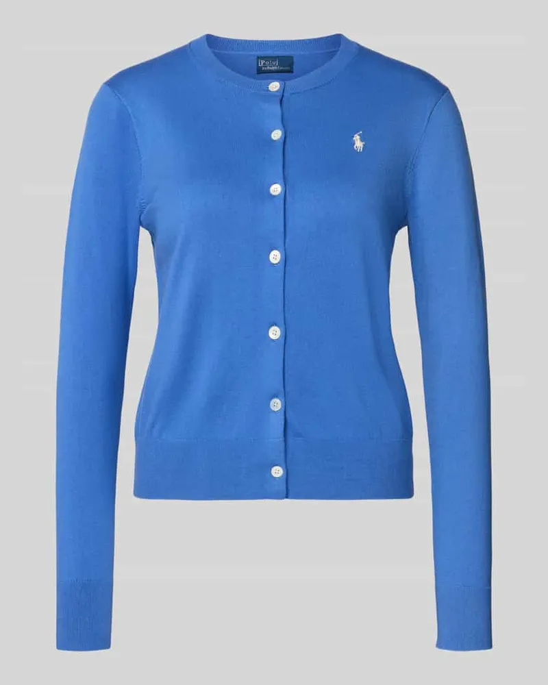 Ralph Lauren Regular Fit Strickjacke mit Logo-Stitching Royal