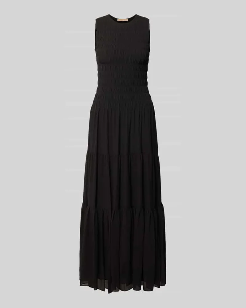 Michael Kors Maxikleid mit Smok-Details und Volantsaum Black