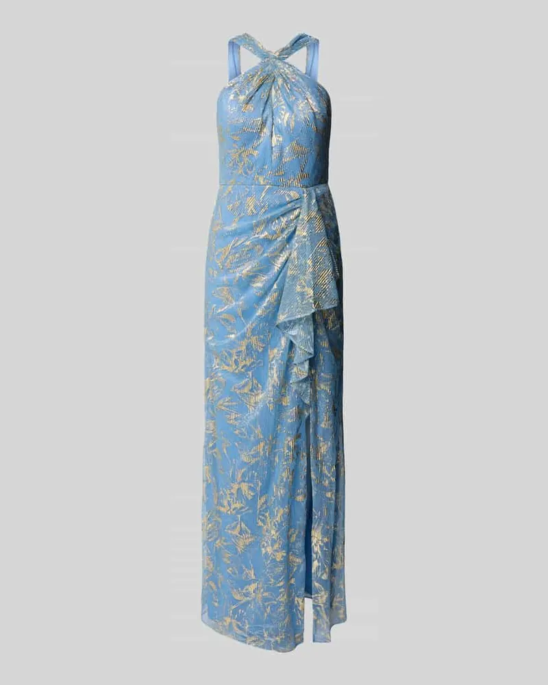 Adrianna Papell Maxikleid mit Volants und Knotendetail Hellblau