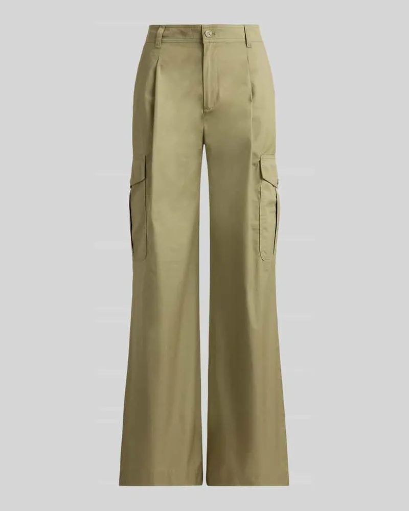 Ralph Lauren Wide Leg Cargohose aus reiner Baumwolle Khaki