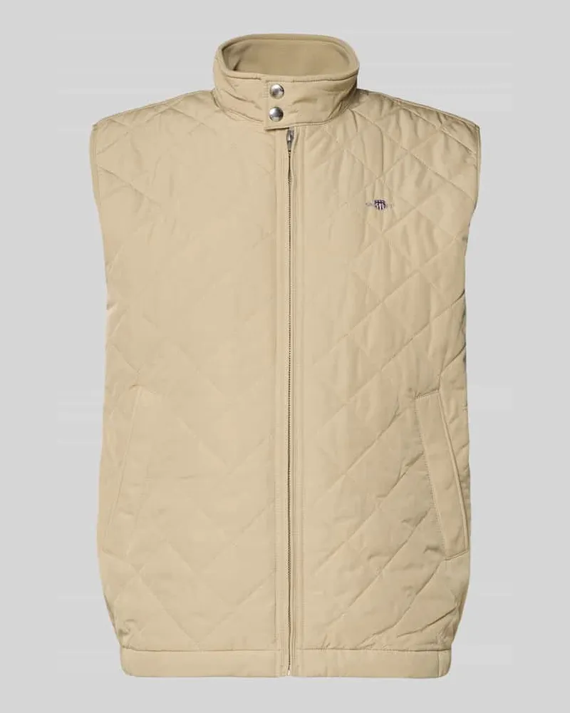 Gant Regular Fit Weste mit Stehkragen in Stepp-Optik Beige