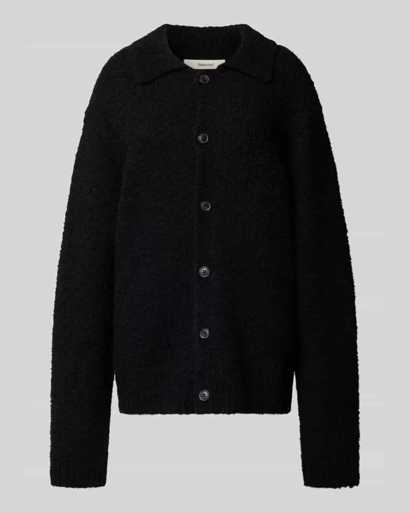 Selected Homme Regular Fit Strickjacke aus Woll-Mix Modell 'LOYD Black