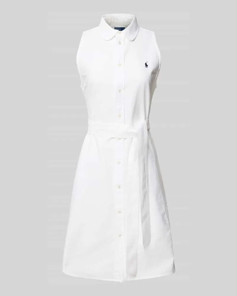 Ralph Lauren Knielanges Kleid mit Bindegürtel Modell 'BLAR Weiss